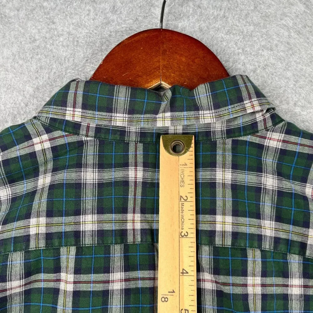 J Crew Heathered Cotton Shirt XL Green Plaid Casual Button Up Long Sleeve Mens